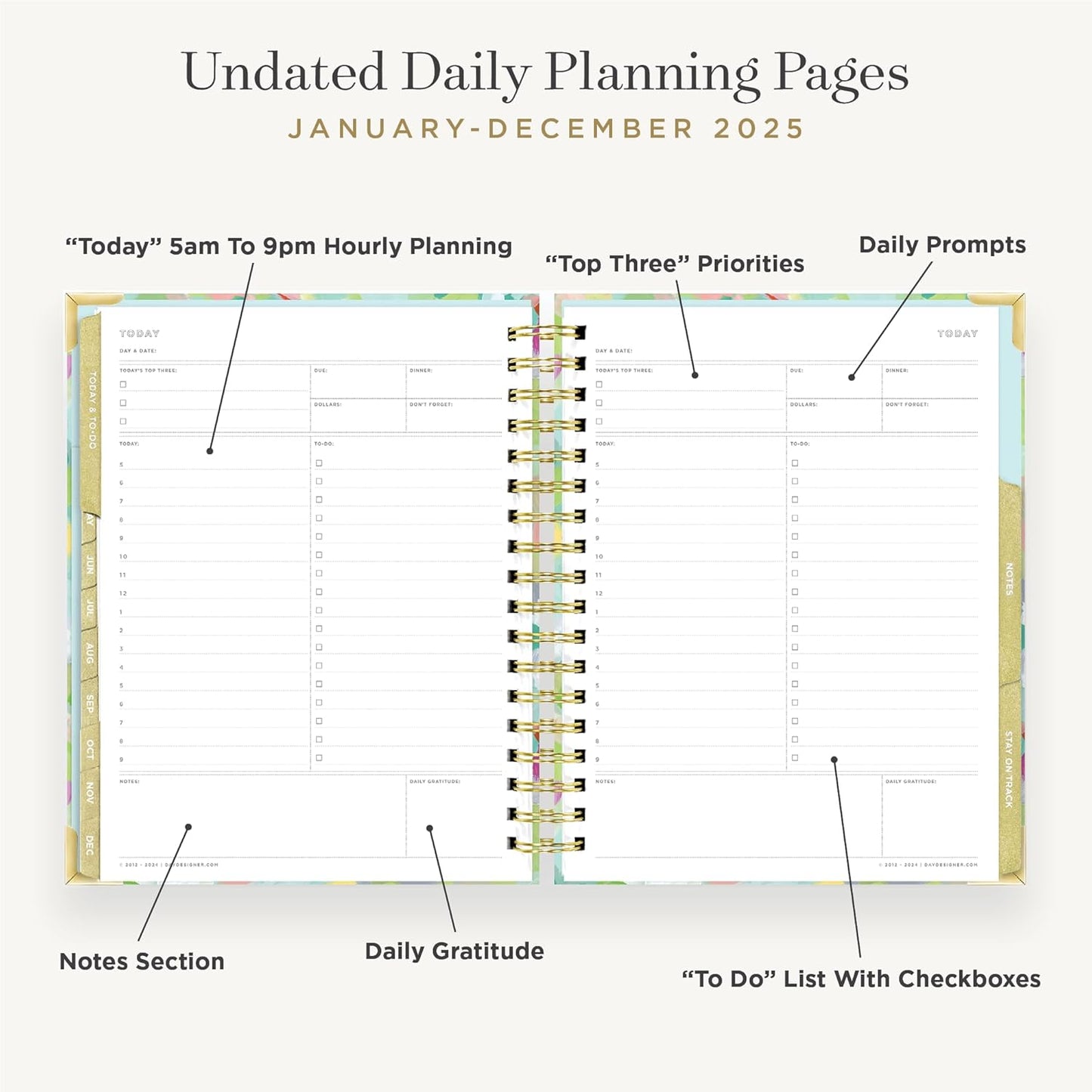 2025 Weekly Planner – Premium Planner for Stylish Organization. Combines Weekly & Monthly Calendars, Daily Schedule, Notes Pages, Goal Setting, Stickers, Pocket & More. Elegant Laminated Cover with Gold Accents (Monet Design)