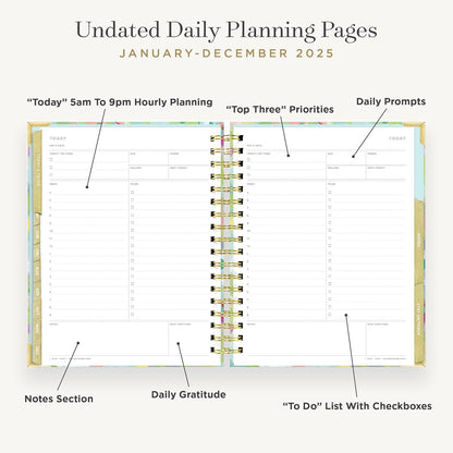 2025 Weekly Planner – Premium Planner for Stylish Organization. Combines Weekly & Monthly Calendars, Daily Schedule, Notes Pages, Goal Setting, Stickers, Pocket & More. Elegant Laminated Cover with Gold Accents (Monet Design)