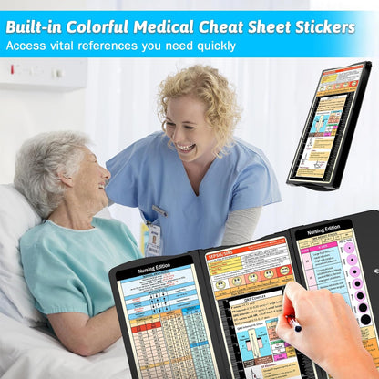 Nursing Clipboard Foldable Clipboard Medical: Nursing Edition Cheat Sheets Aluminum 3 Layers Foldable Clipboard Nursing Pocket Size Profile Clip Nurse Clipboard Notepad for Nurses Students and Doctors