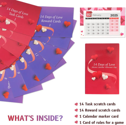 14 Days of Love – 2025 Valentine'S Day Advent Calendar: Scratch-Off Date Night Ideas & Valentine'S Gifts for Him, Her, Couples – Unique Card Games for Boyfriend, Girlfriend, Husband, Wife