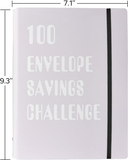 100 Envelopes Money Saving Challenge Binder with Pre-Printed Numbers with 1-100, A5 Money Saving Binder with Envelopes for Cash and Card, and Budget Planner to save $5,050 (Macaron Purple)