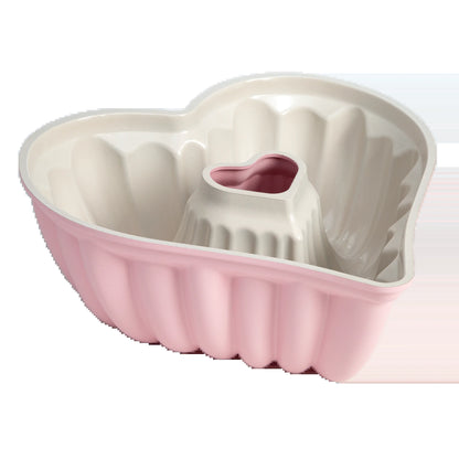 Premium Nonstick Heart Shaped Fluted Pan, Dishwasher Safe, 9.5 Inch, Pink