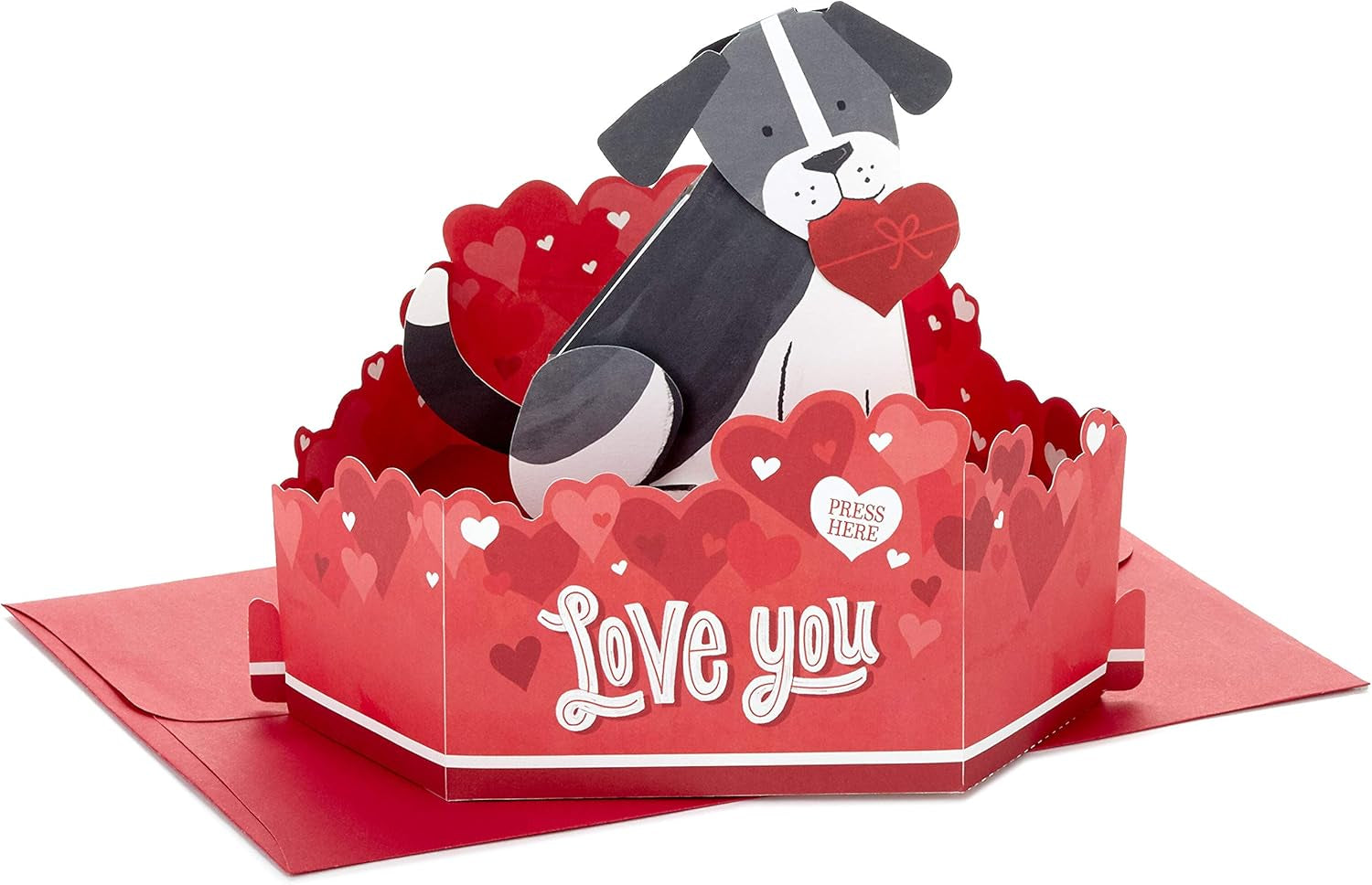 Paper Wonder Pop up Anniversary Card with Sound and Motion (Dog) for Romantic Birthday, Mother'S Day, Father'S Day, Love, Valentine'S Day