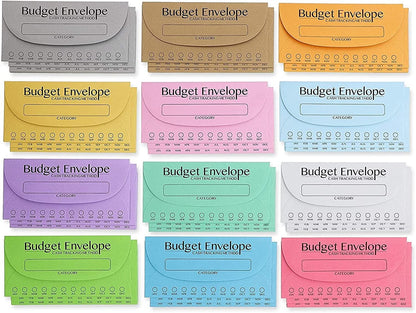 96 Pack Bulk Budget Envelopes for Cash System, Budgeting Tracker Binder, Money Saving Challenge, 12 Colors (6.5 X 3 In)