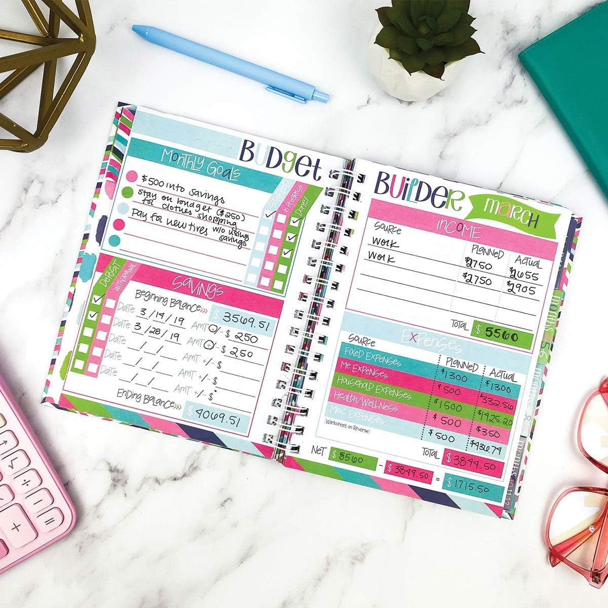 12-Month Budget Planner Bill Tracker Organizer W/Calendar & Pockets for Financial Management 354 Stickers | Budget Binder™