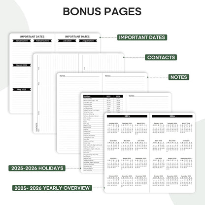 2025 Pocket Planner, Weekly and Monthly Planner Runs from Jan 2025 to Dec 2025, Hardcover 2025 Calendar Planner Book with Tabs, Inner Pocket, Ideal for Office Home School Supplies, A6 Pocket Purse Mini Size (3.8" X 6.6") - Green