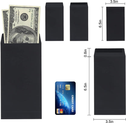 100 Pack Cash Envelopes 6.7X3.5 Fit for Envelope Money Saving Challenge, 120 GSM Thick Money Envelopes for Cash Saving, Budgeting, Check, Coin, Tickets, Small Items & Collectables Black