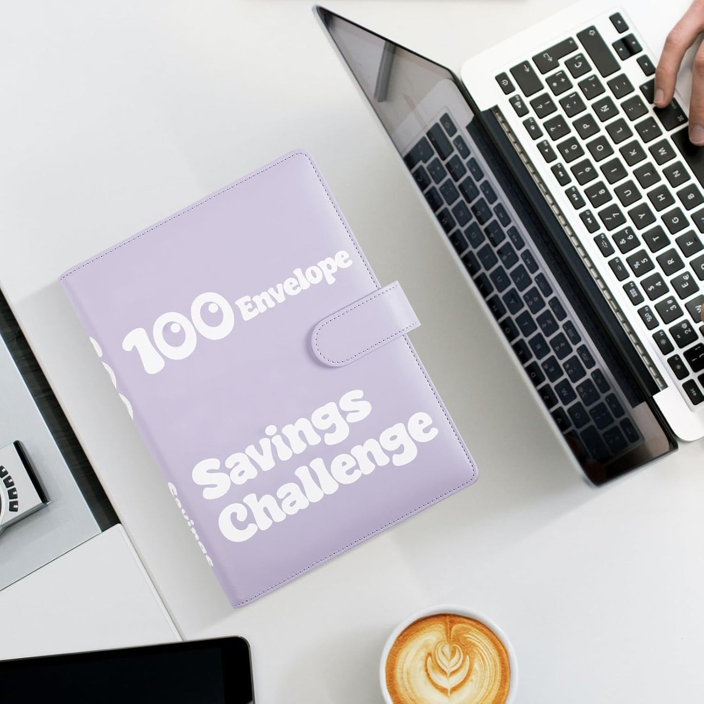 100 Envelopes Money Saving Challenge Binder, A5 Money Saving Budget Binder with Cash Envelopes, Savings Challenges Book for Planning and Saving $5050, Light Purple