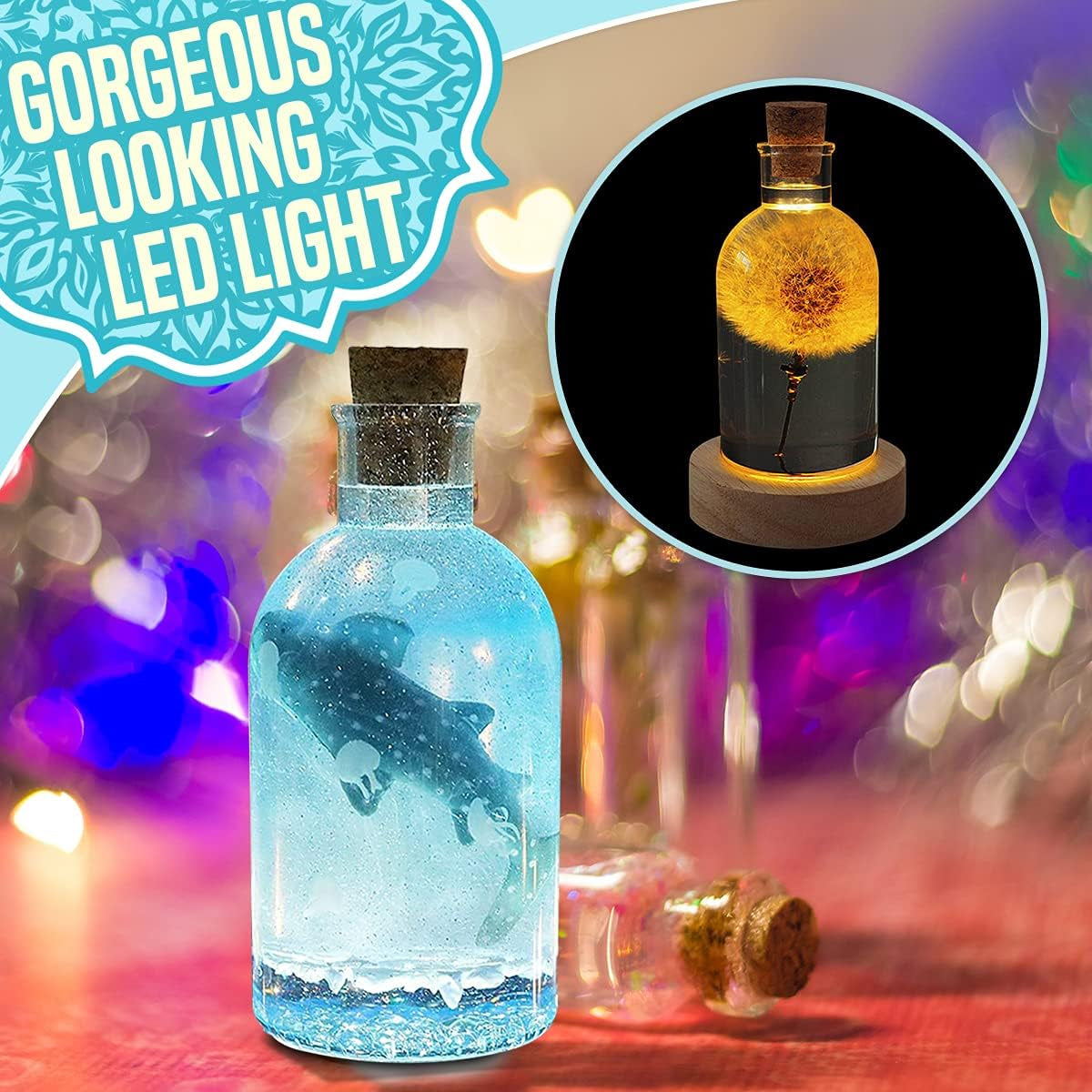 Bottle Resin Molds Silicone Kit - Night LED Light Lamp Bulb Art Craft Accessories Supplies and Tools DIY Unique Clear Bottle Shape Epoxy Molds and Stopper Cool Home Office Kitchen Decoration