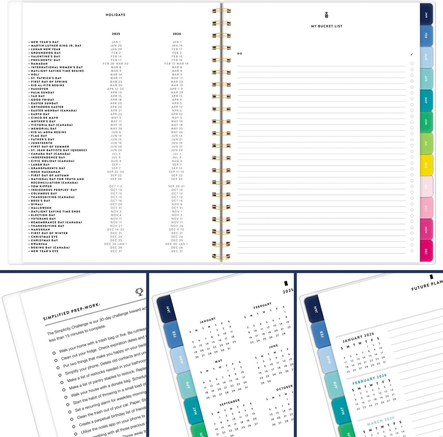 2025 Planner, Simplified by Emily Ley, Weekly & Monthly, 8-1/2" X 11", Large, Happy Stripe (EL16-905-25)