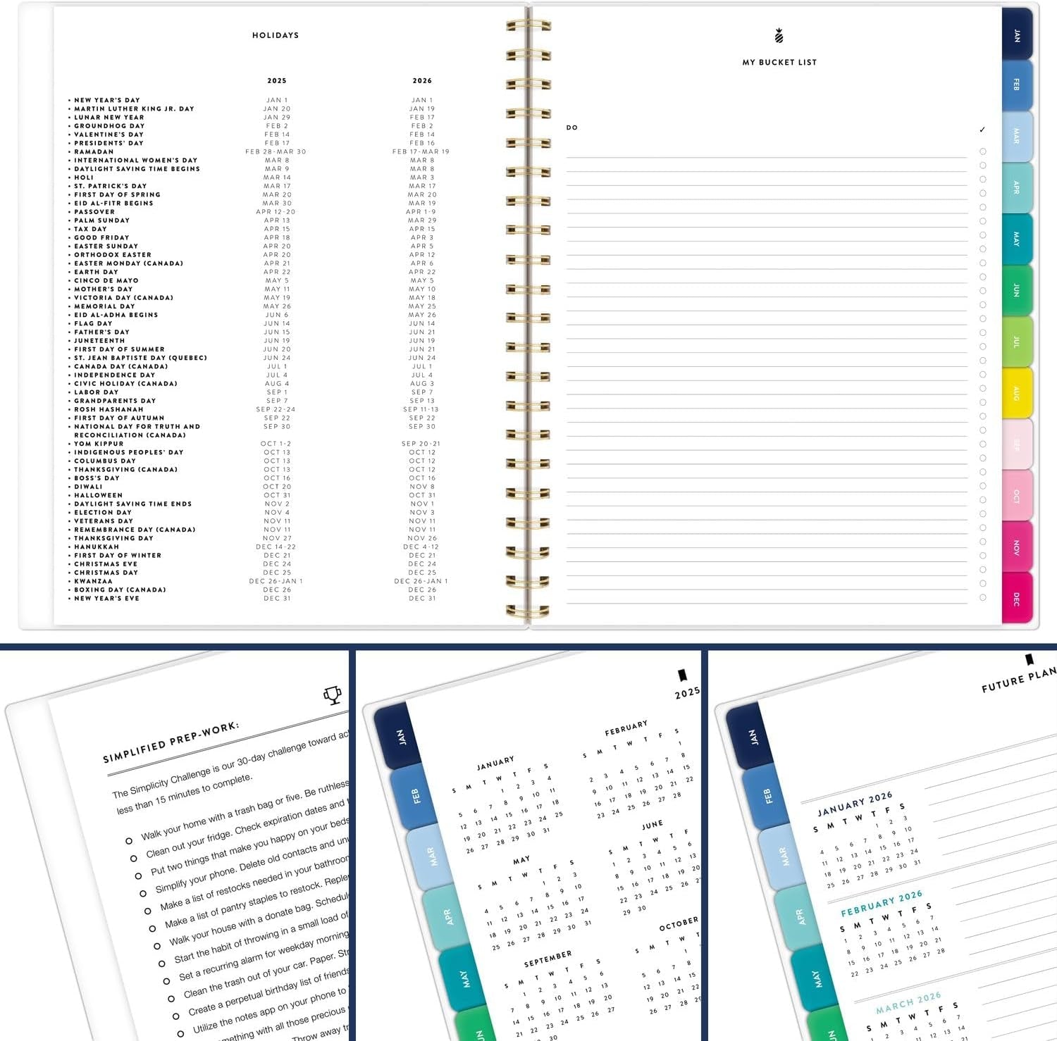 2025 Planner, Simplified by Emily Ley, Weekly & Monthly, 8-1/2" X 11", Large, Happy Stripe (EL16-905-25)