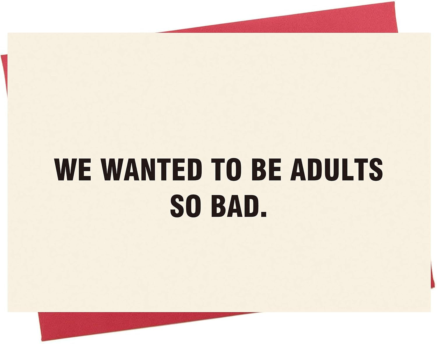 Funny Birthday Card, Double Sided Sarcastic Bday Greeting Card for Friend Relative, We Wanted to Be Adults so Bad...