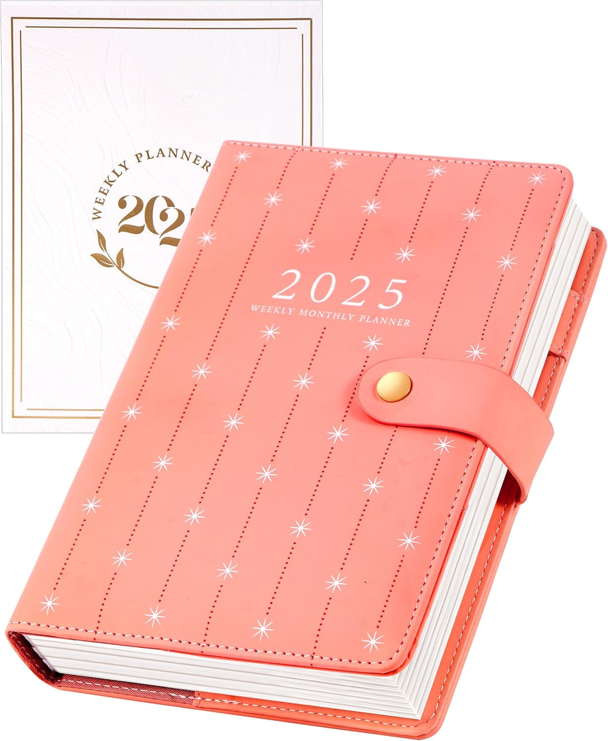 2025 Planners for Women Agenda 2025 Planner Weekly Monthly Jan 2025 - Dec 2025 Small Hardcover Calendar Planner with Gift Box, 2 Stickers, Pen Holder, Pockets, Bookmarks, 5.9" X 8.7", Pink