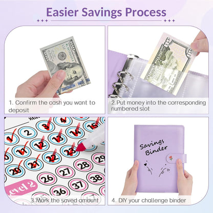 100 Envelopes Money Saving Challenge, Savings Challenges Book with Envelopes, Flexible Saving $5050, $2600, $300, Savings Binder with 100 Pocket Pre-Number & Reusable Laminated Tracker