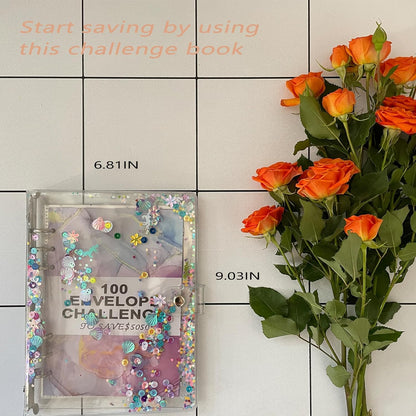 100 Days Money Savings Challenges Book,A5 Storage Budgeting Binder Money Organizer Cash Saving Challenge,Budget Planner Envelopes & Expense Sheets to save $5,050