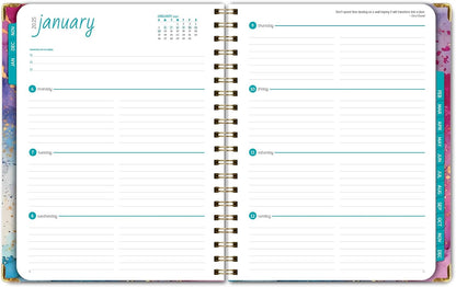 HARDCOVER 2025 Planner, 8.5"X11": 14 Months (November 2024 - December 2025), Daily Weekly Monthly Planner, Yearly Agenda, Bookmark, Pocket Folder and Sticky Note Set (Rainbow Gold Marble)