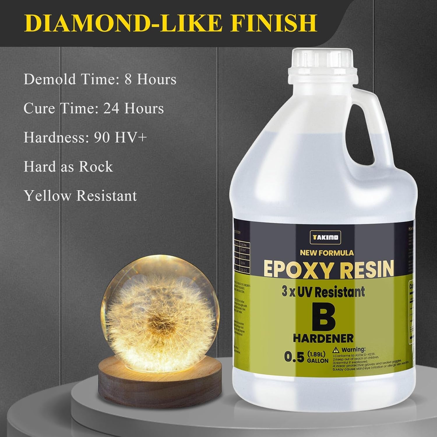 1 Gallon 3×UV Resistant Resin Kit,No Bubble & Crystal Clear Epoxy Resin for Coating, Casting, Table Top,Diy, Bar Top, River Tables, Resin Art, Wood with High Gloss Finish