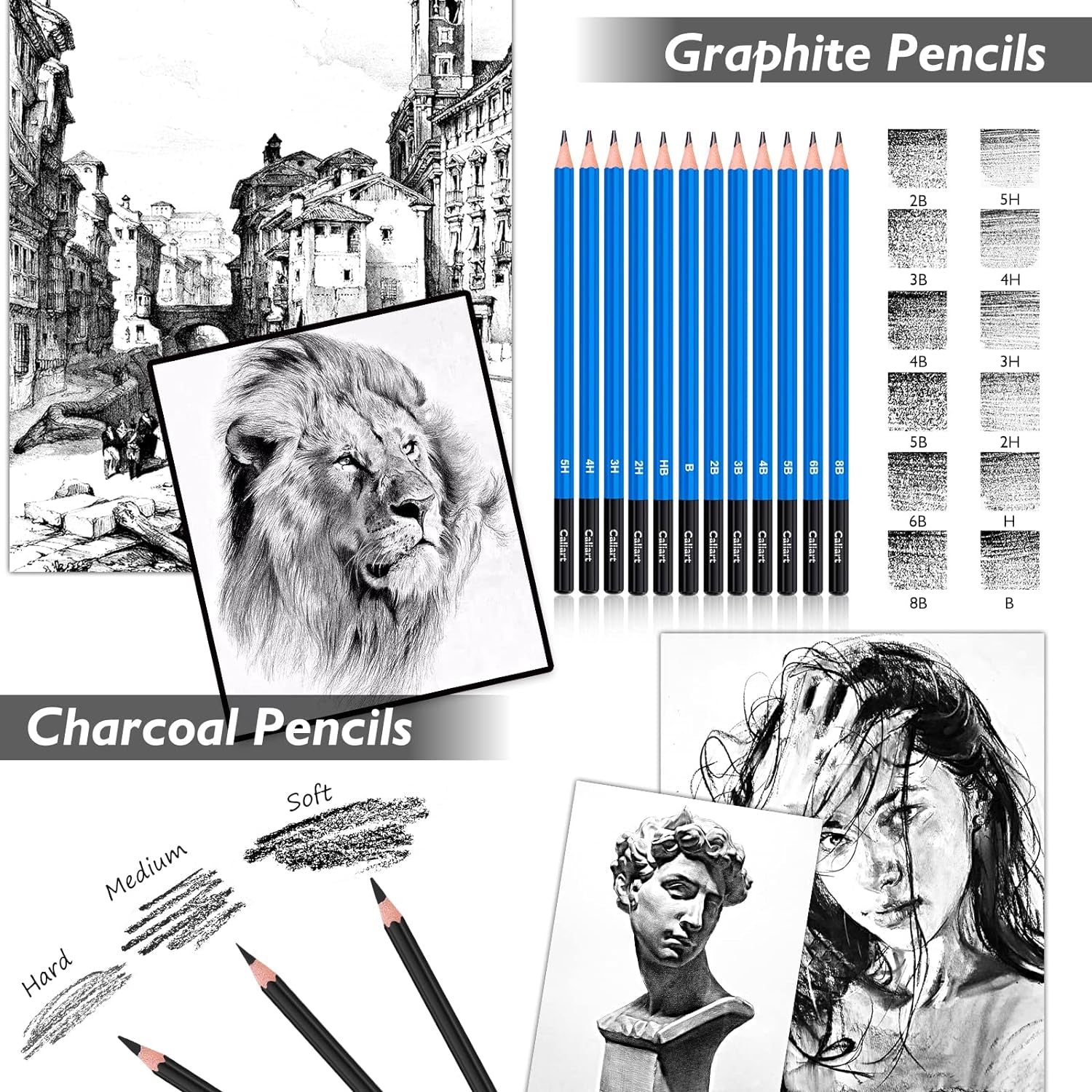 176PCS Art Supplies Sketching Kit with 100 Sheets 3-Color Sketch Book, Graphite Colored Charcoal Watercolor & Metallic Pencils, School Supplies Gifts for Artists Adults Teens Girls Boys Kids