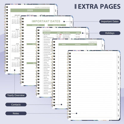 2025 Planner - Weekly and Monthly Planner Book, January 2025 - December 2025, Hard Cover Calendar Planner with Tabs, Notes Pages, Inner Pocket, A5 (6.3" X 8.4")