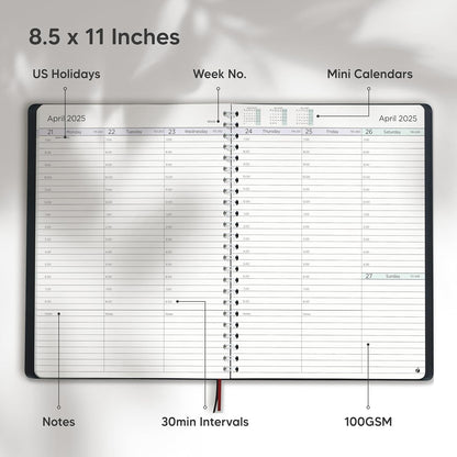 2025 Planner Weekly and Monthly – Hourly Appointment Book 2025 – Softcover, Twin-Wire Binding – Teacher Planner, Simple Design for Productivity – 8.5 X 11