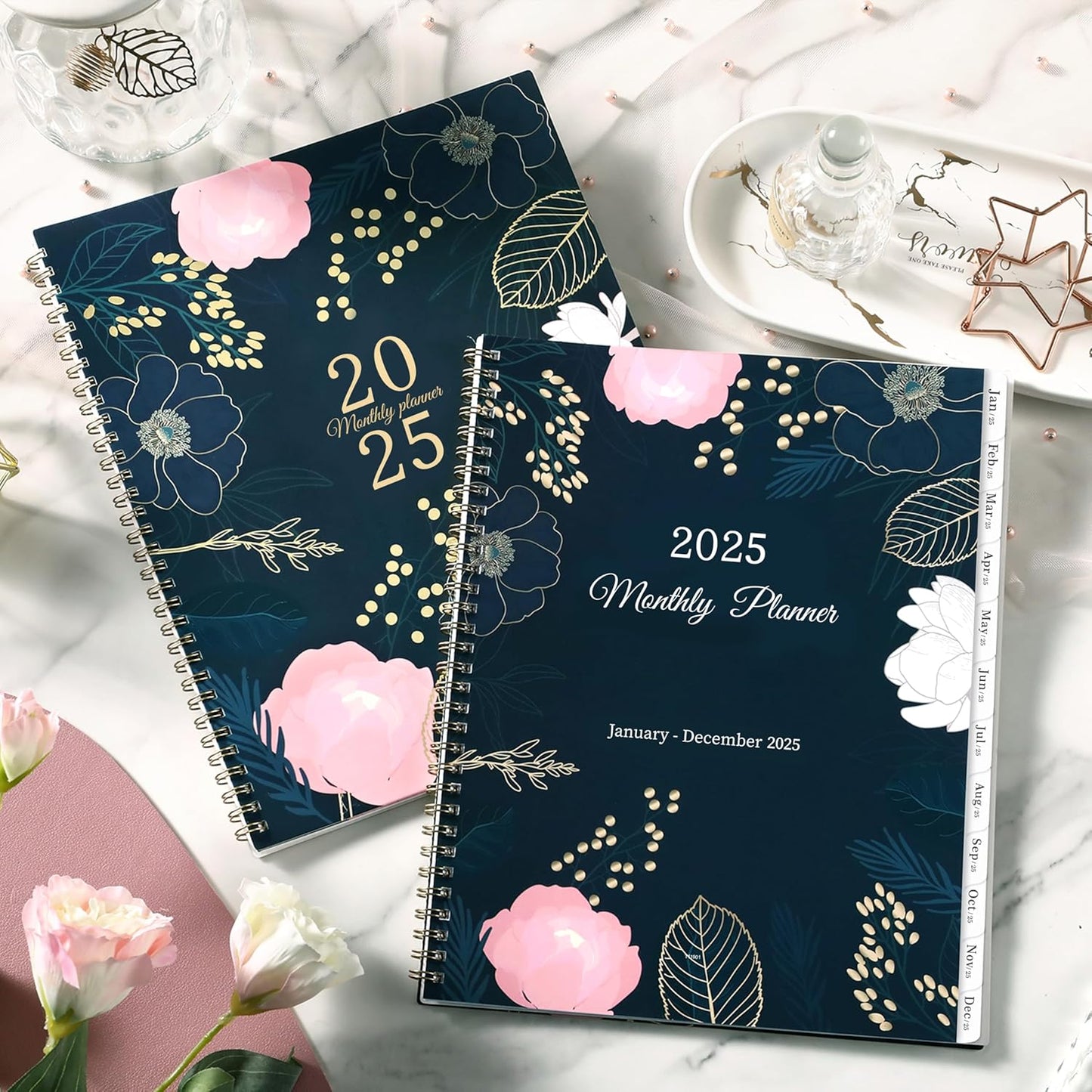 2025 Monthly Planner - Monthly Planner/Calendar 2025, Jan 2025 - Dec 2025, 9‘’ X 11'', Monthly Tabs, Double-Sided Pockets, Twin-Wire Biding, Holidays, Notes Pages, Julian Dates