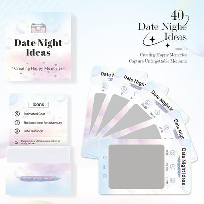 40 Date Night Ideas for Couple, Adventurous Scratch-Off Cards for Couple Games, Wedding Anniversary Couple Gift Ideas for Him, Her, Wife or Husband, Fun Couple Gifts for Date Night