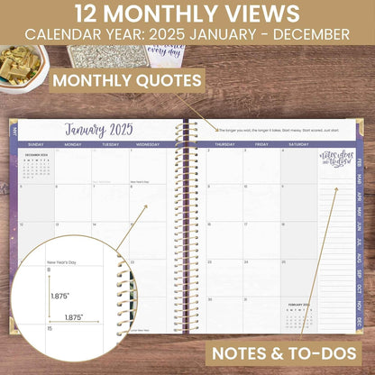 HARDCOVER 2025 (8.5" X 11") Calendar Year Day Planner (January 2025 - December 2025) - Task & Goal Organizer - Monthly & Weekly Inspirational Agenda Book - Good Things Are Coming