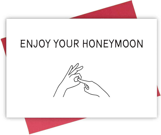 Funny Wedding Card, Hilarious Letterpress Card, Finger Gesture, Dirty Honeymoon Card