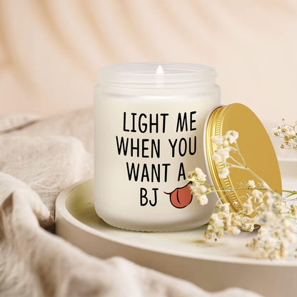 Gifts for Him - Light Me When You Want a BJ Candle, Funny Birthday Gifts for Men Naughty Valentines Day Engagement Anniversary Christmas Gifts for Husband Boyfriend Fiance Guy