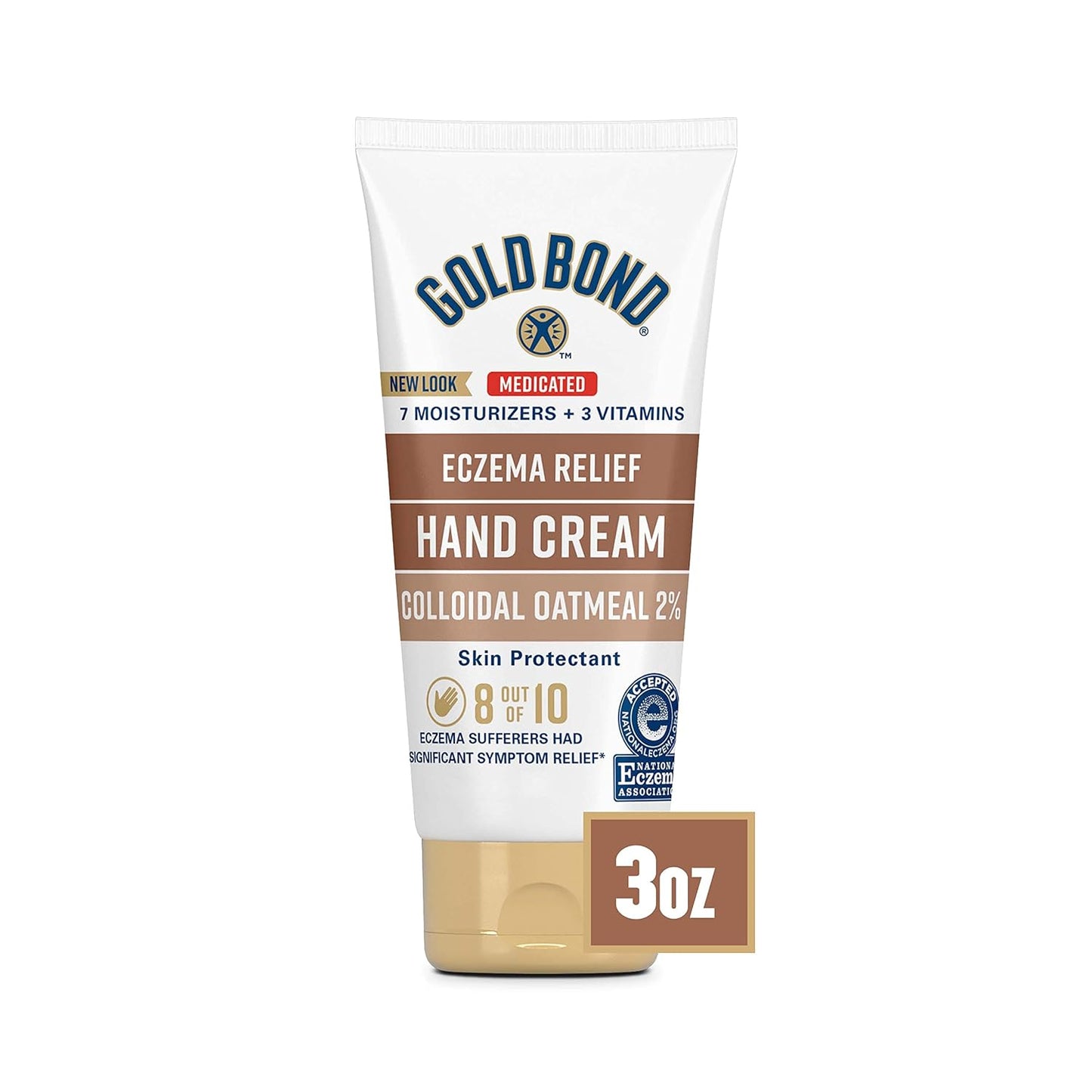 Medicated Eczema Relief Hand Cream, 3 Oz., Skin Protectant Cream with 2% Colloidal Oatmeal