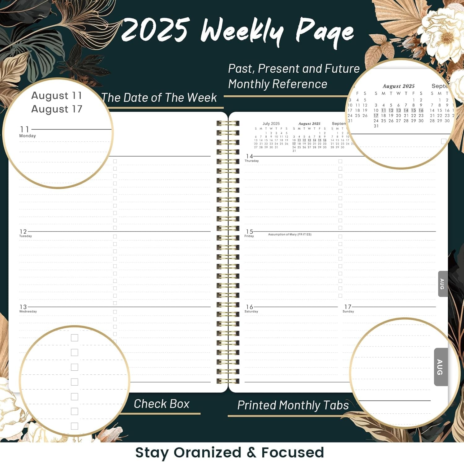 2025 Planner - 2025 Weekly & Monthly Planner, 8" X 10", JAN.2025 - DEC.2025, Calendar/Planner 2025 with Sturdy Cover, Premium Paper, Twin-Wire Binding, Print Tabs