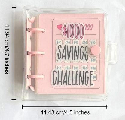 Mini Money Saving Binder, save $1000 Envelopes Money Saving Challenge Book, Portable (Blue, 1)