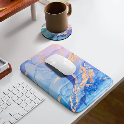 Mouse Pad with Wrist Rest Ergonomic Comfortable Pain Relief Mousepad Wrist Support for Computer Blue Marble