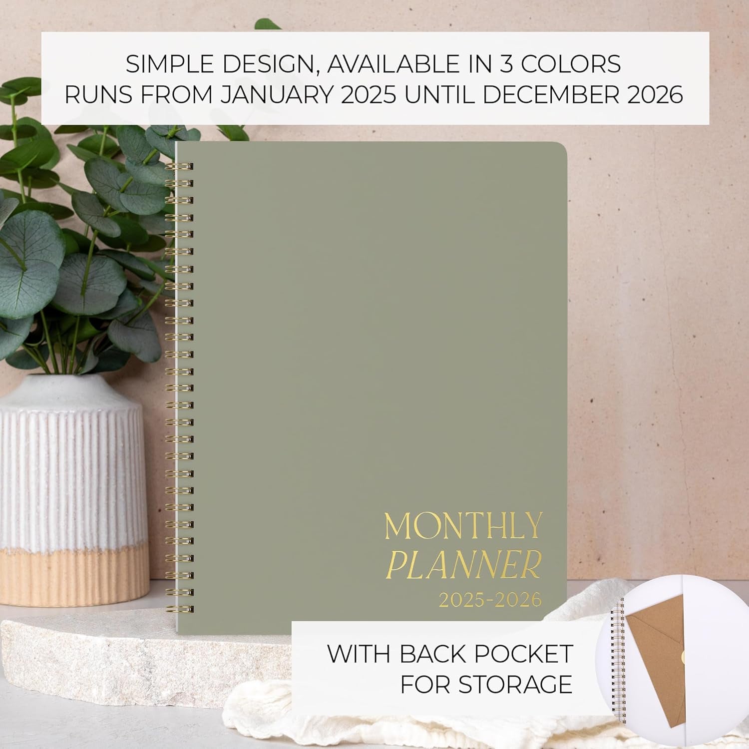 Beautiful 2025-2026 Monthly Planner and Calendar Book - to Do List Notebook That Easily Organizes Your Tasks to Boost Productivity - Runs from January 2025 until December 2026