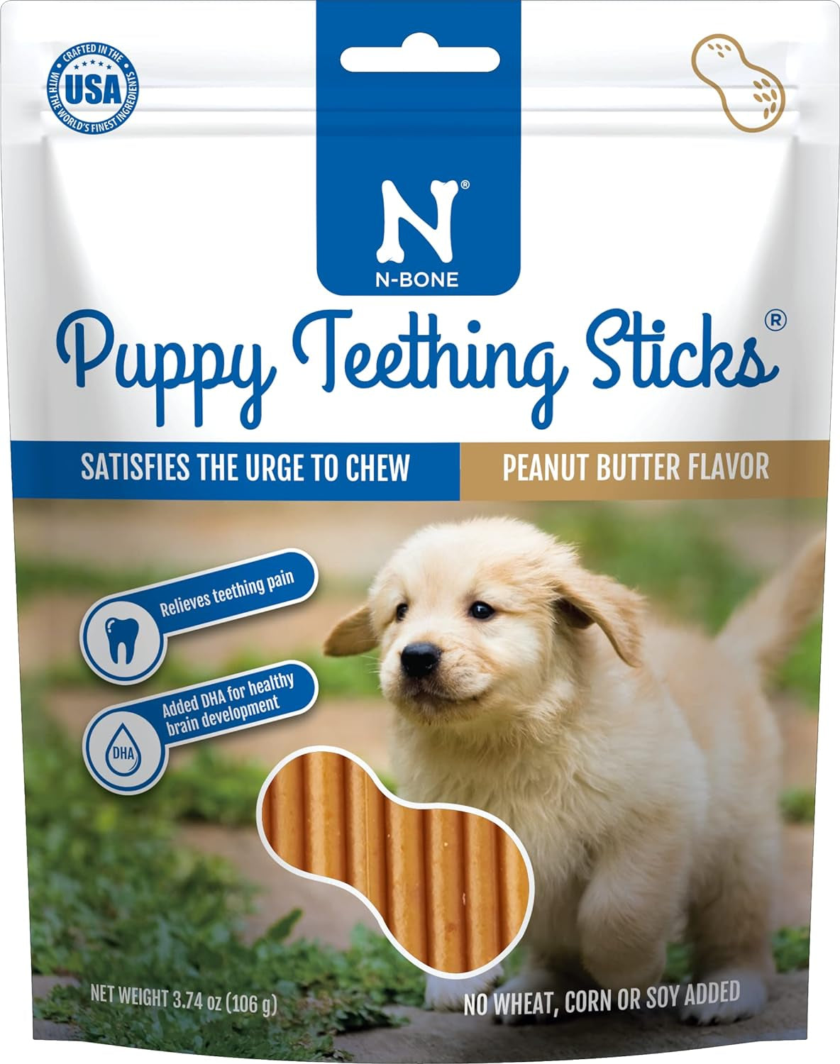 Puppy Teething Sticks Peanut Butter Flavor, 3.74-Oz Bag