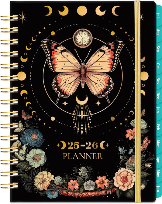 Planner 2025-2026 - Academic Planner 2025-2026, July 2025 - June 2026, 6.4" X 8.5", 2025-2026 Planner Weekly and Monthly with Tabs, Back Pocket + Thick Paper - Butterfly