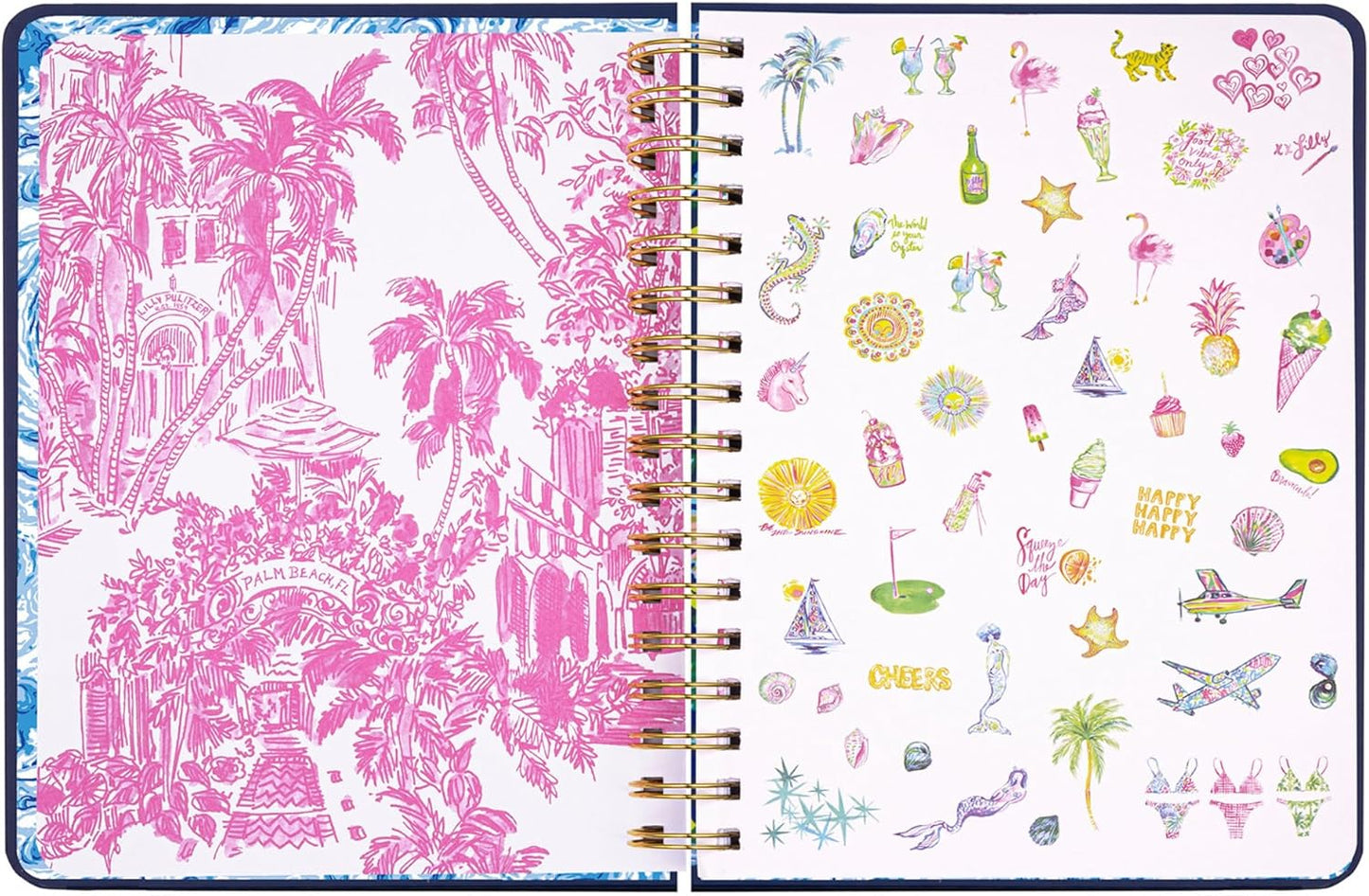 Large Daily Planner January 2025 - December 2025, Weekly Agenda & Monthly Calendar, Stickers, Pockets, & Spiral Binding (The Hottest Spot Navy)