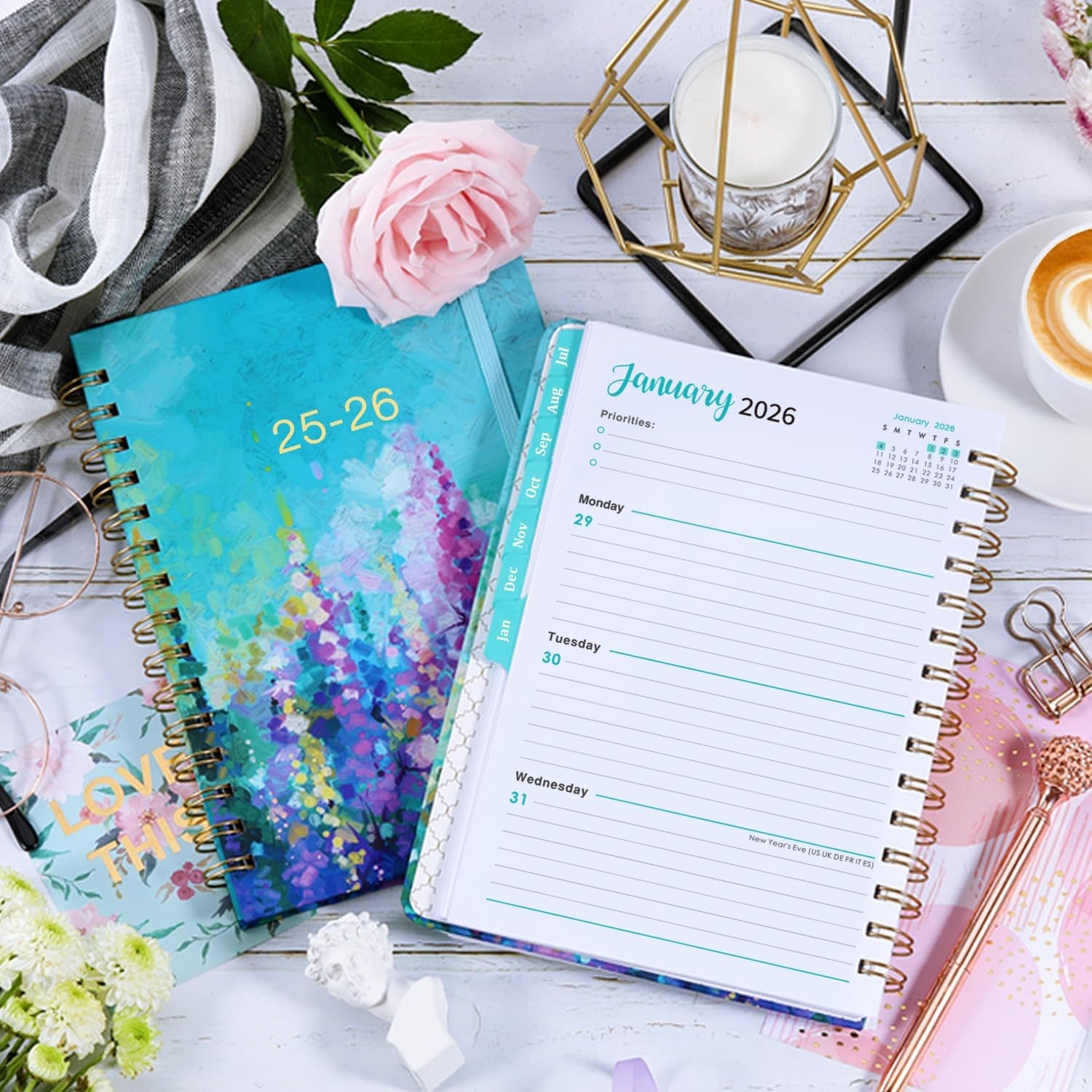 Planner 2025-2026 - Academic Planner 2025-2026, JUL.2025 - JUN.2026, 2025-2026 Planner Weekly and Monthly with Tabs, 6.3" X 8.4", Hardcover with Back Pocket + Thick Paper - Oil Painting