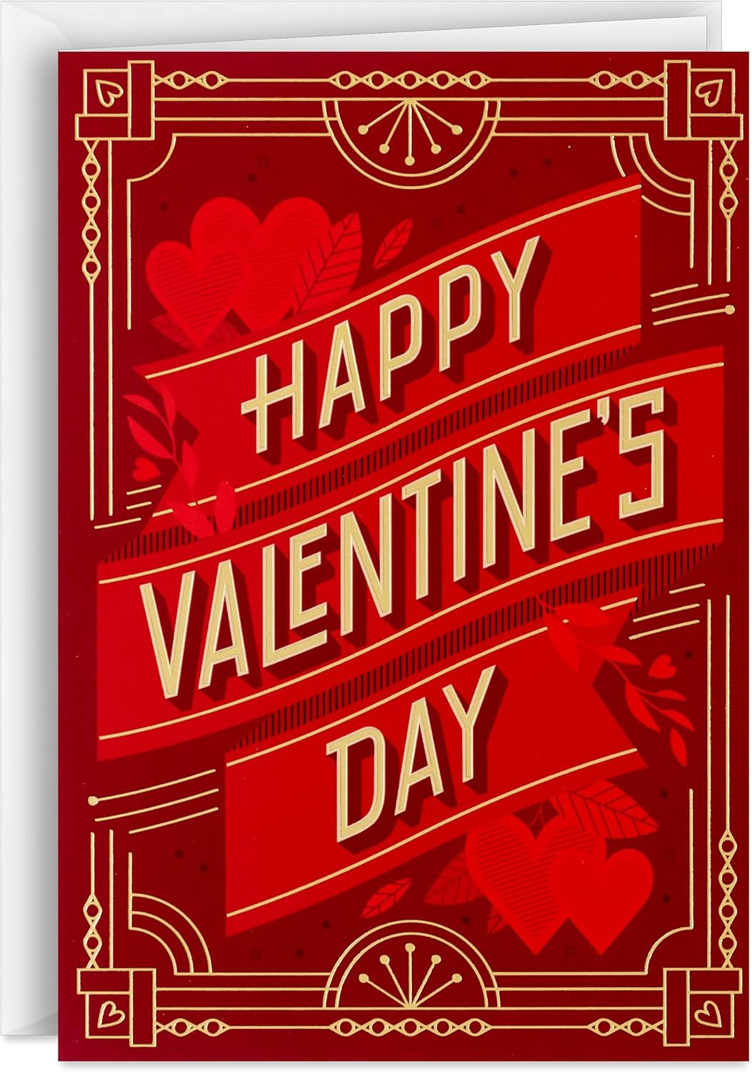 Bulk Happy Valentine'S Day Cards (40 Cards with Envelopes) Red Art Deco