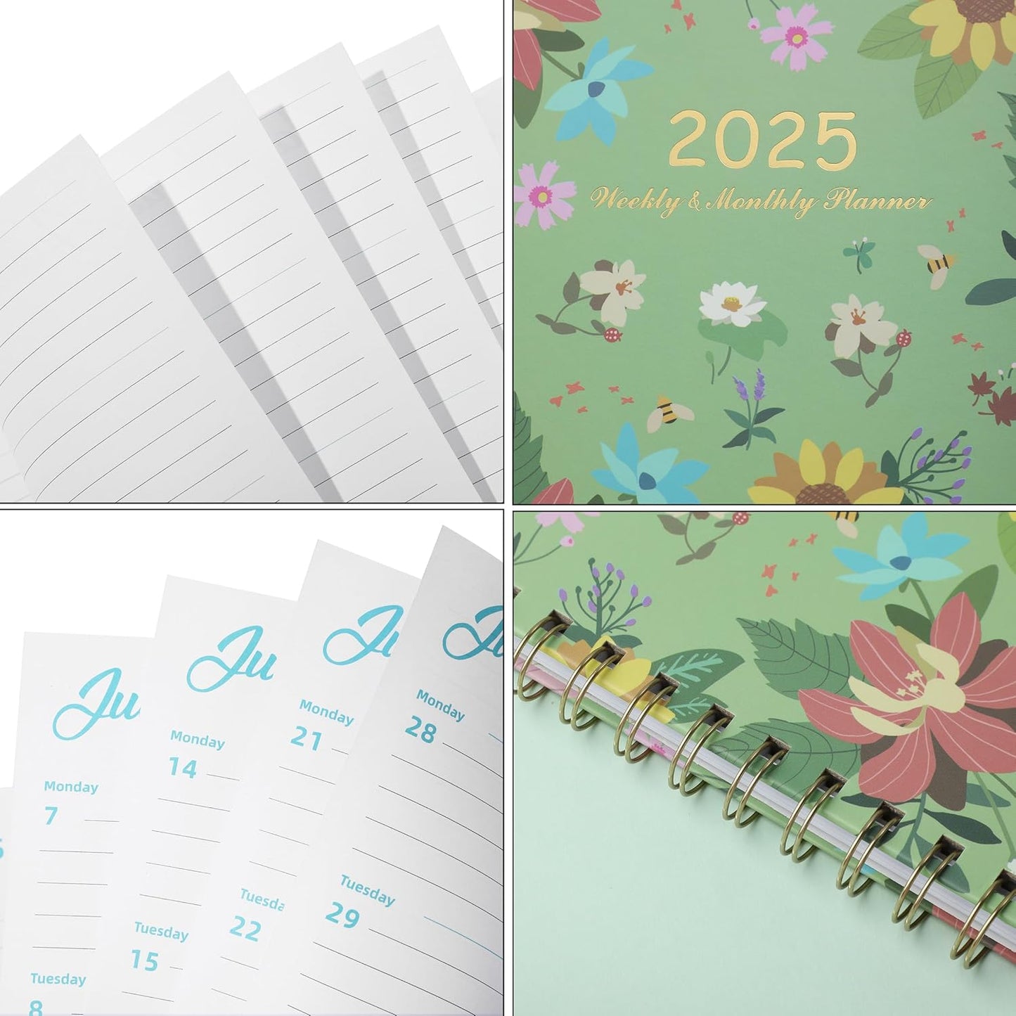 - 2025 Planner, 6.4"X8.5", Garden Mint, 2025 Planner Weekly and Monthly, 2025 Weekly Planner 2025, 2025 Monthly Planner 2025 Calendar Monthly Planner 2025, Christmas Gift