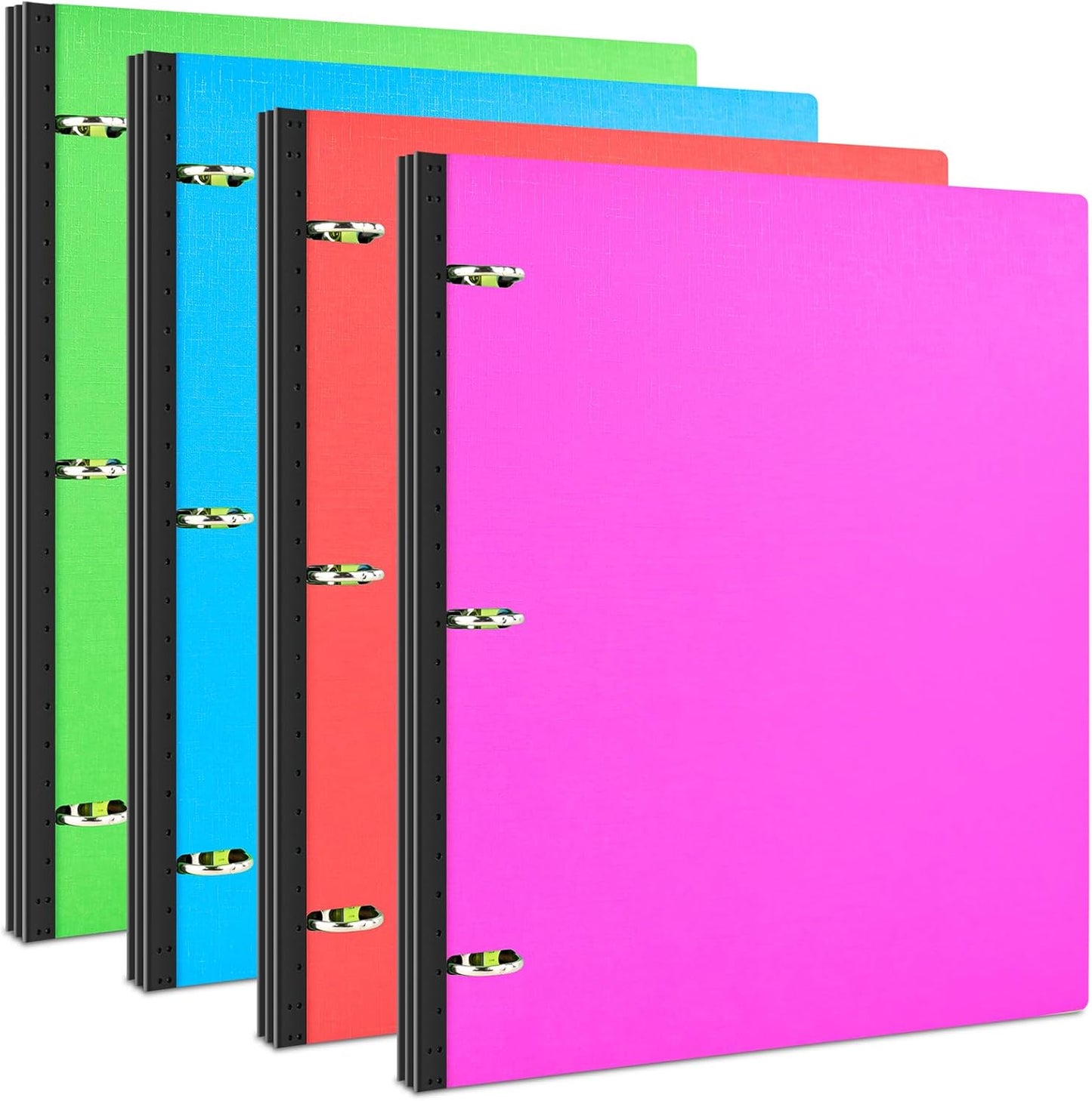 Telescoping 3 Ring Binder - 4PCS, Portable Plastic Binder with Telescoping Spine ，0.75 Inch 3 Ring Binder with Foldable Front Cover Holds 8.5" X 11" Paper for School,Office and Homes