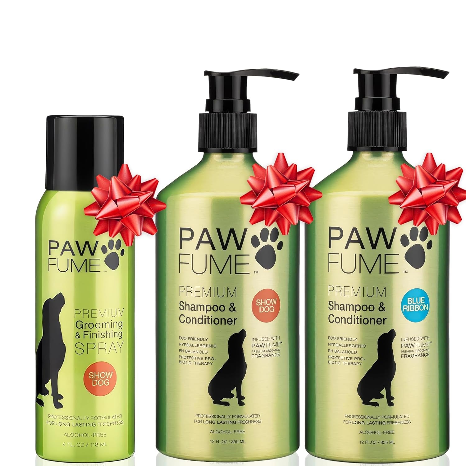 PAWFUME Grooming Dog Spray (Show Dog) + Dog Shampoo and Conditioner (Show Dog) + Dog Shampoo and Conditioner (Blue Ribbon)