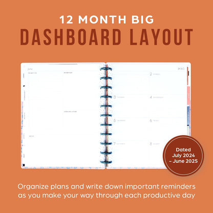 Happy Planner Disc-Bound 12-Month Planner, Jan.–Dec. 2025 Daily, Weekly, and Monthly Planner, Classic Size, Dashboard Layout, Wild Heart, 72 Pages, 12 Dividers, 2 Sticker Sheets, 7" X 9.25"