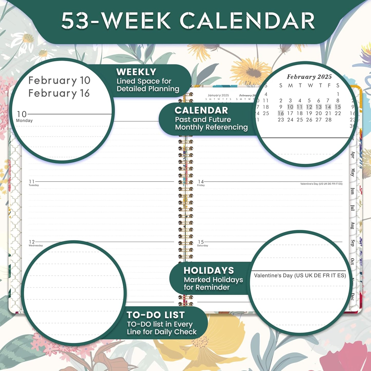 2025 Planner - Planner 2025 Weekly and Monthly, 9" X 11", Jan. 2025 - Dec. 2025, 2025 Hardcover Planner Spiral Bound, 12 Monthly Tabs, Elastic Closure