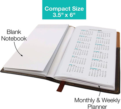 2025 Pocket Planner/Pocket Calendar, 3.5"X6": Includes 14 Months (November 2024 - December 2025) / 2025 Weekly Planner/Weekly Agenda/Monthly Calendar Organizer (Brown/Black)