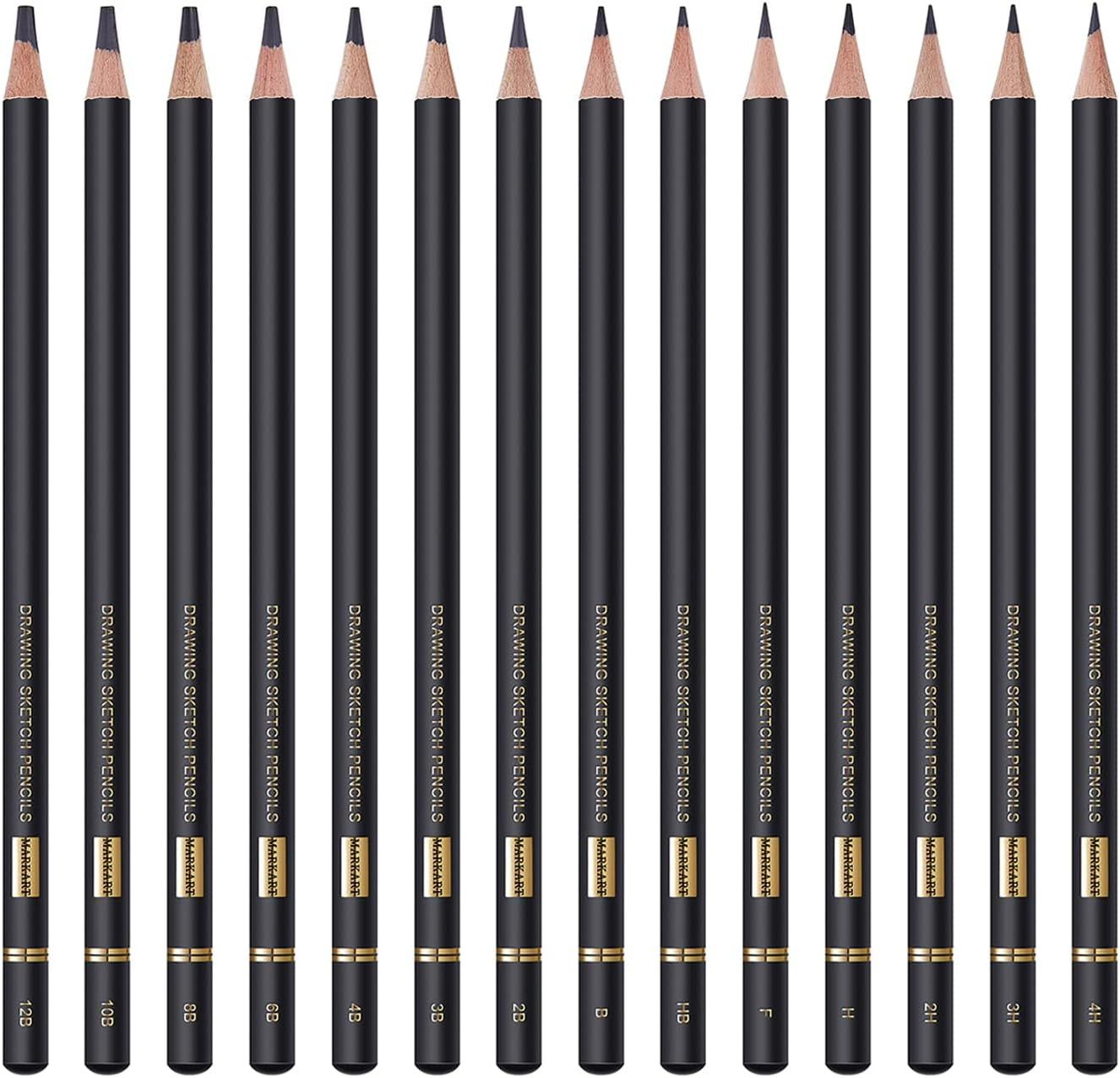 Professional Drawing Sketching Pencil Set - 14 Pieces,Graphite,(12B - 4H), Ideal for Drawing Art, Sketching, Shading, Artist Pencils for Beginners & Pro Artists