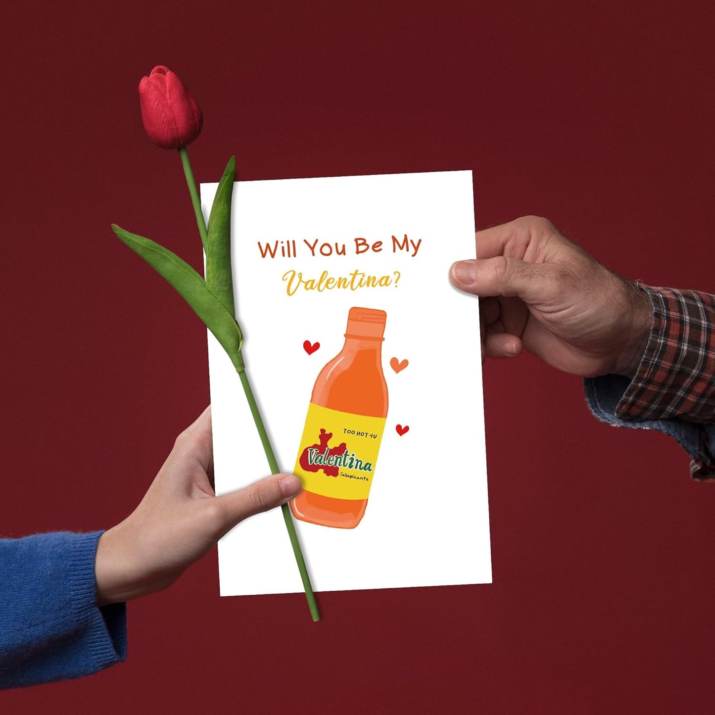 Will You Be My Valentina? Hot Sauce Inspired Valentine'S Day Card for Him Her, Cute Mexican Sauce Lover Q&A Greeting Card