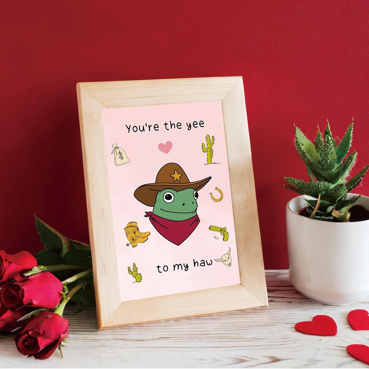 Funny Frog Valentines Card Gift,Humorous Valentine'S Day Card for Women Men,Unique Anniversary Card for Him Her,Cowboy Valentines Day Card