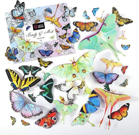 Realistic Paper Butterfly Moth,46 Pcs Double-Sided Faux Butterfly,Vintage Floral Decoration,Epoxy Resin Supplies/ Accessories for Resin Art,Crafts,Molds