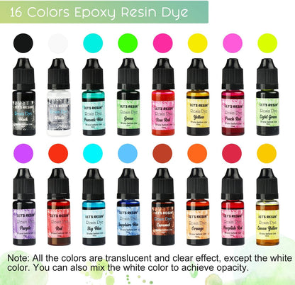 Epoxy Resin Paint Pigment 16 Color Concentrated Liquid Epoxy Resin Dye, Colorant for Resin Coloring, Resin Jewelry, Resin Art Crafts DIY Making (Each 0.35Oz)